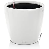 LECHUZA 16020 Classico LS 21 Self-Watering Planter, White High Gloss | D8.3 x H7.9 in; self-watering, water level indicator; indoor and outdoor; UV and frost resistant