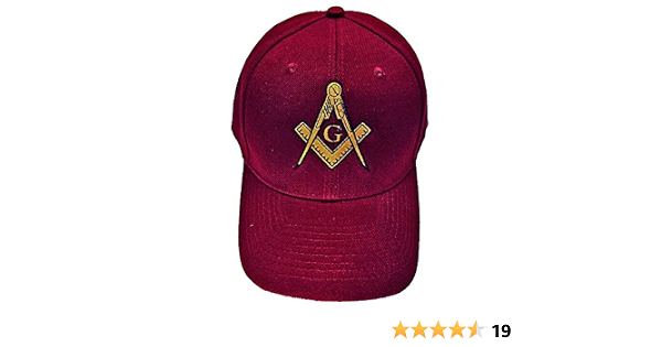 Mason Hat Maroon Embroidered Masonic 