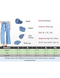 Pantalones vaqueros para dama, cintura alta, pierna ancha, longitud hasta el tobillo, con corbata y bolsillos