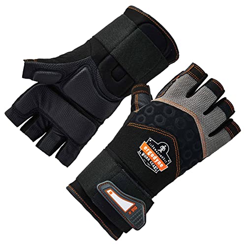 ProFlex 910 Impact Protection Work Gloves, Padded Palm, Half-Finger, Wrist Supp…