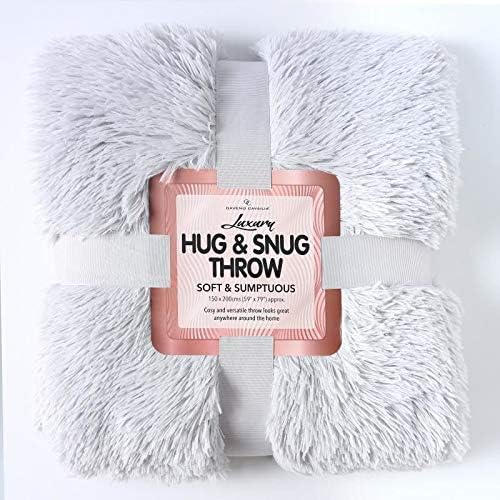 Luxury Super Soft HUG & SNUG Fluffy Fur Throw Blanket Large Sofa Bed Warm Cosy Fleece Blanket Throw Double 150 Cm x 200 Cm Silver Only By Comfort Collections.