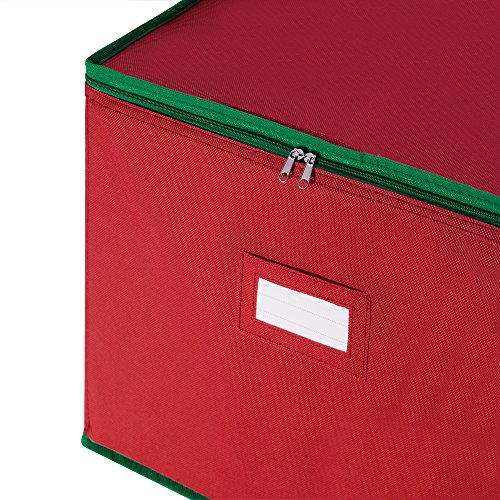 Tiny Tim Totes 83-DT5535 Red Holiday Ornament Storage Chest Holds 75 Bulbs w/Dividers, Case