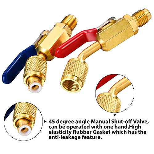 Mudder 6 Pieces Air Conditioning Refrigerant Angled Compact Ball Valve