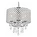 Ashford Classics Crystal Chrome Chandelier Pendant Light with Crystal Beaded Drum Shade