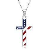 AOROCO American Flag Necklace for Women, Patriotic Necklace 4th of July Independence Day Jewelry for National Birthday Christmas