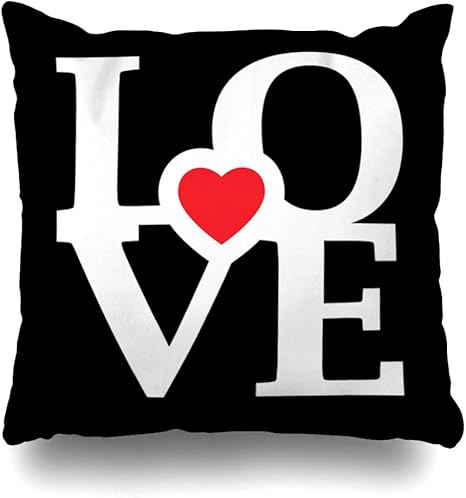 Amazon Ahawoso スローピローカバー 枕カバー 文字 ブラック ラブ ハッピー バレンタイン デー ホリデー グリーティング 家族 記念日 デザイン ホームデコ デザイン 正方形 サイズ インチxインチ ファスナー付きクッションカバー Square 16 W X 16 L オレンジ 枕