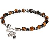 Casvia original tigers eye bracelet for men With hematite, black agate and stainless steel adjustable chain. Handmade. Features protection and viking styles. Ideal for self, father, boyfriend.