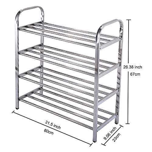 image for FANHAO Upgraded 4-Tier Shoe Rack, 100% Stainless Steel Shoe Storage Or