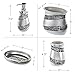 Creative Scents Bathroom Accessories set, 4-Piece Silver Mosaic Glass Luxury Bathroom Gift Set, Includes Soap Dispenser, Toothbrush Holder, Tumbler & Soap Dish – Finished in Stunning Silver