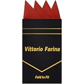 Vittorio Farina Premium Pre-Folded Four-Point Suit Pocket Square for Men with Sewn Pocket Fold