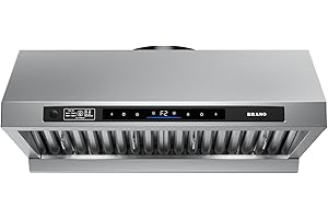 BRANO Under Cabinet Range Hood 30 Inch, 1200 CFM DC Motor Kitchen Hood with 6 Speeds Fan, Stainless Steel Ducted Vent Hood with Voice/Gesture/Touch Control,Memory Mode - 1