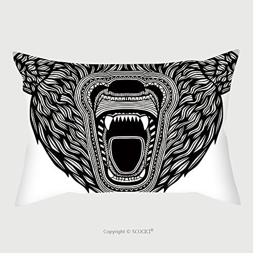 Custom Microfiber Pillowcase Protector Vector Hand Drawn Patterned Head Of The Growling Angry Bear It May Be Used For Design Of A T Shirt 544398838 Pillow Case Covers Decorative