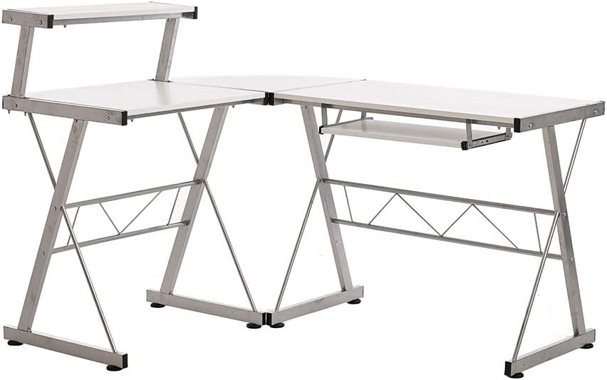 WEIBO L-Sharp Computer Desk Workstation With Pull Out Keyboard