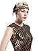 BABEYOND 1920s Flapper Headband Roaring 20s Gatsby Headpiece Black Feather Headband 1920s Flapper Hair Accessories (Gold)
