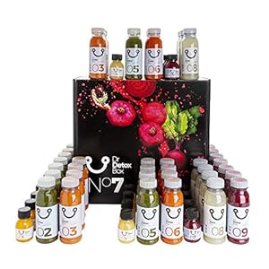 DrDetoxBox 7 Day Detox Juice Cleanse – 63 Freshly Cold Pressed Juices for Fasting, Weight Loss or Metabolic Diet, incl. Manual