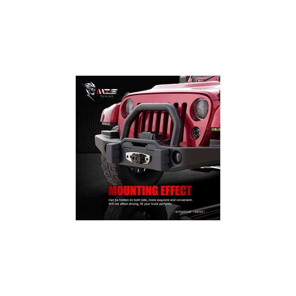 MZS Winch Shackle, Flat Towing Hook Mount with Iron Pin & Rubber Guard