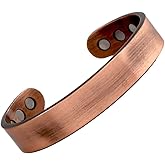 Reevaria - Pure Copper Plain Magnetic Heavyweight Cuff Bracelet for Men, with 8 Magnets 3500 Gauss