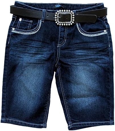 Squeeze Girl's Embellished Metallic Butterfly Belted Bermuda Shorts (14)
