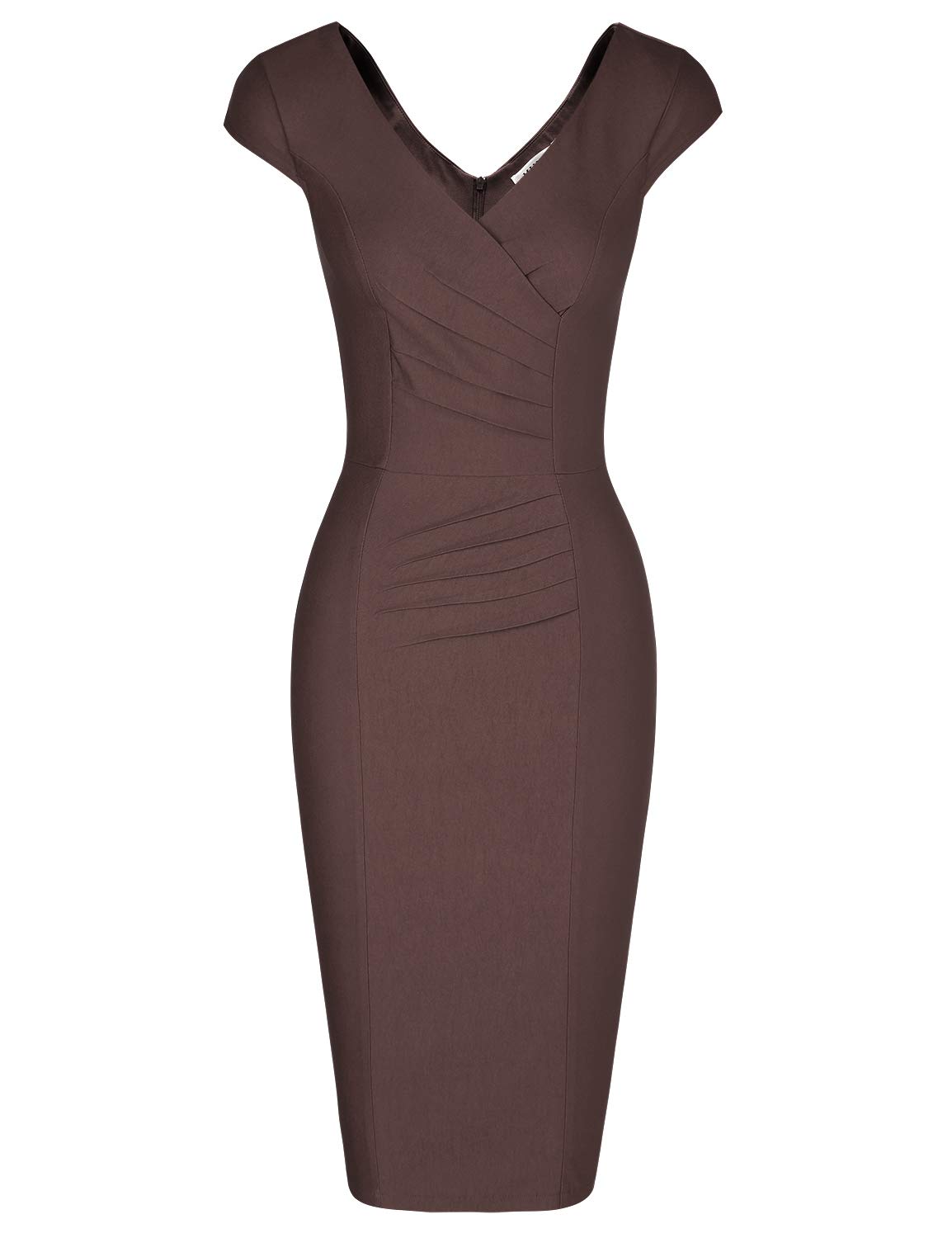 MUXXN-Ladies-Flattering-Double-V-Neck-High-Stretchy-Juniors-Bridesmaid-Brown-Dress-Brown-L