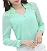 Smile Fish Women V-neck Lace Long Sleeve Elagent Blouse(Green,l)