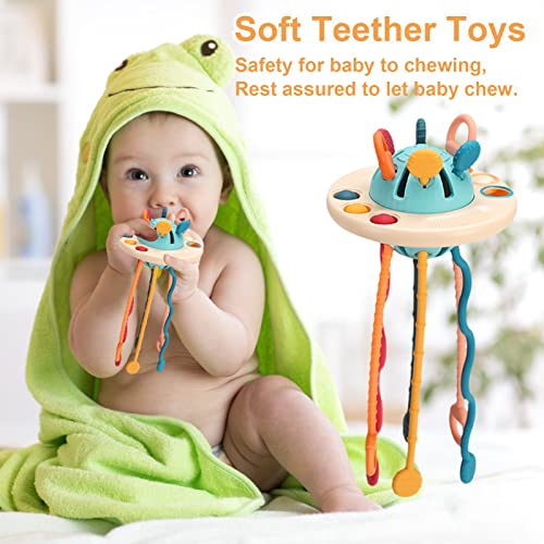 Montessori Toys 1218 Months, Sensory Toys for Toddlers 13 UFO Food Grade Silicone Pull String