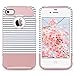 ULAK iPhone 4S Case, iPhone 4 Case,4S Case, Dual Layer Hybrid Slim Hard Case with Hard PC Cover and Soft Inner TPU for iPhone 4S 4(Minimal Rose Gold Stripes)