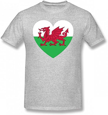 MZOUQD Dragon Logo Flag Heart Cool Tshirt Print Cotton Tops Authentic Men's Tee Gray