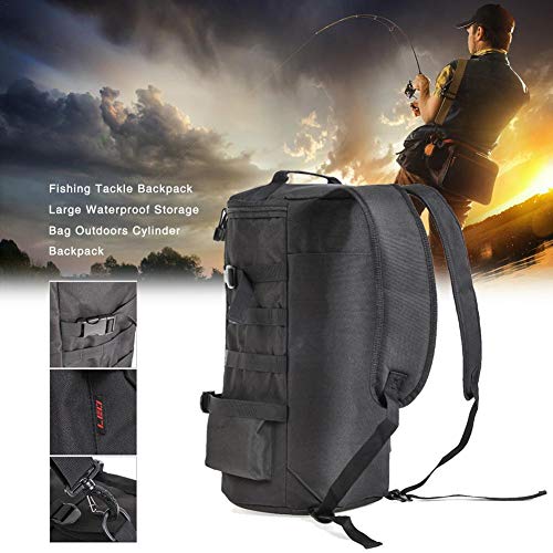 Chirsemey Pêche Sac à Dos, Grand Sac De Rangement Étanche Tackle, Canne à Pêche De Stockage Cylindrique Sac à…