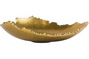 Red Co. 12” Decorative Antique Golden Allure Torn Metal Centerpiece Bowl with Sculpted Edges