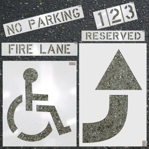 Parking Lot Stencils Large Kit - Handicap, No Parking, Etc.