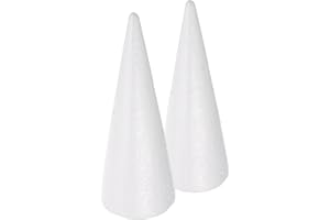 SOLUSTRE 2pcs White Polystyrene Foam Cones for Crafts: Solid Diy Kids Cone Accessories for Christmas Decoration And Home Proj