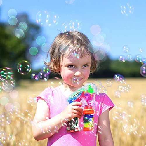 Bdwing Bubble Gun Shooter Regular Transparent Bubble Blower Machine | Toy Bubble Blaster for Kids, Parties, Etc. - with LED Flashing Lights, Extra Refill Bottle, Sound-Free