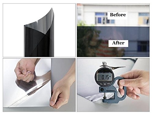 image for ZEALOTT Adhesive-free Peel & Stick Static Cling No Glue One Way Mirror