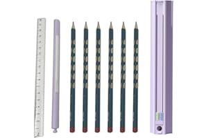 girls pencil case Pencil Case Cute Pencil Box Hexagonal with 6 Pencils Standing Pen Holder Multi-Function Push-Pull Stationer