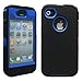 GEARONIC TM Black & Blue Three Layer Silicone PC Case Cover for iPhone 4 4G 4S