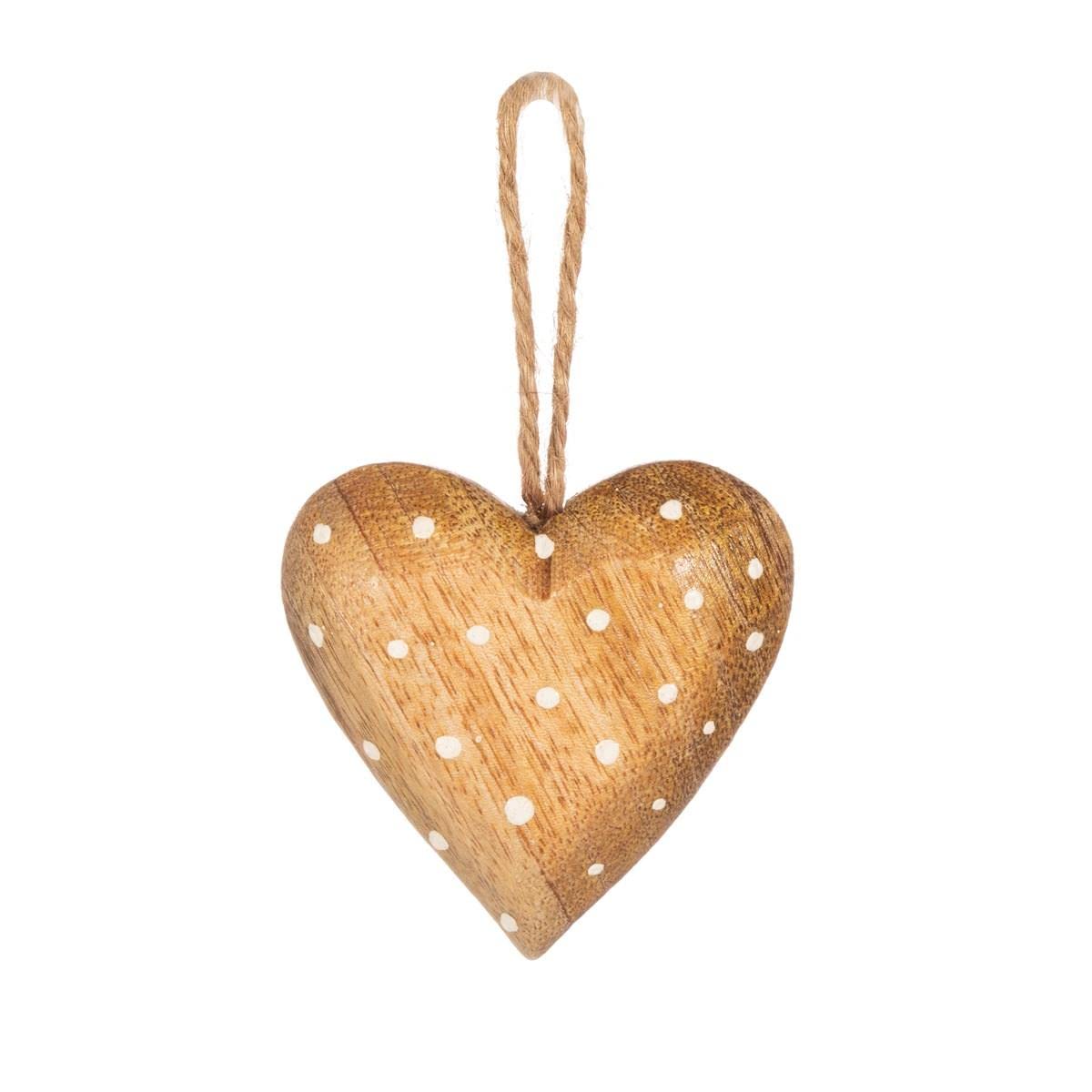Sass & Belle Polka Dot Natural Wood Heart