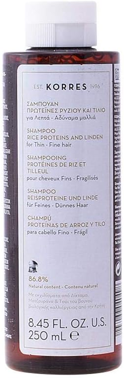 KORRES Shampoo Rice Proteins and Linden for Thin and Fine Hair 250 ml, Rice Proteins & Linden, 250 ml (Pack of 1) - Image 3