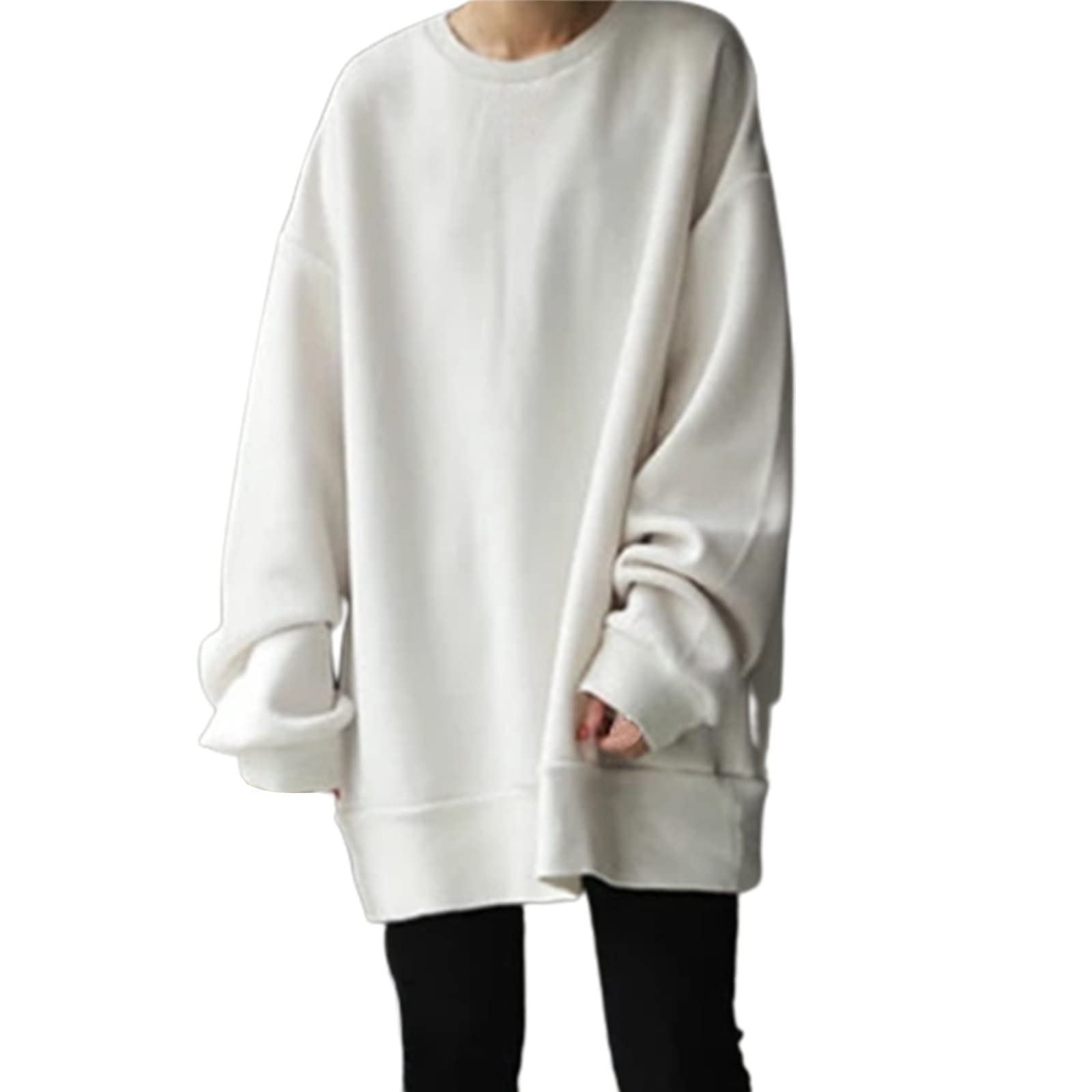 Women's Sweatshirt, Hoodie, Pullover, Loose, Large Size, Big Silhouette, Sweatshirt, Korean Top, Long Sleeve, Stylish, Solid, Body Cover, Going Out, Casual, Big Silhouette