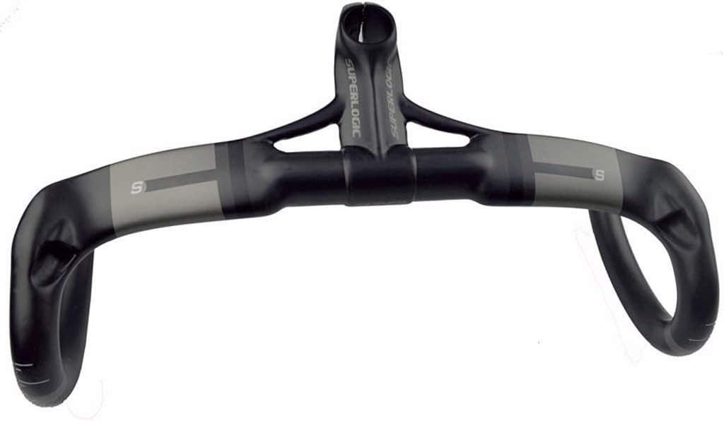 ZNND 400/420/440mm Carbon Integrated Handlebar With 110mm Stems For Racing Road Bike Integrated Drop Bar Aluminium, Black