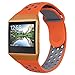 Fitbit Ionic Band, UMTELE Two-toned Perforated Replacement Strap Breathable Accessory Wristband with Quick Lock&Release Buckle for Fitbit Ionic Smart Watch, Small, Orange/Grey