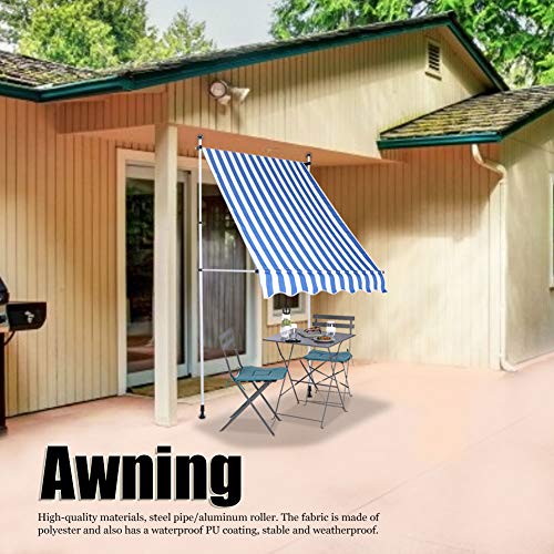 YCSD Manuelles Einziehbares Baldachin-Innenhof Garten-Gehäuse-Fenster-Türmarkise, Sonnenschirm-Klemmer-Markise, Blauer… – Bild 4
