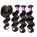 ALI JULIA 10A Malaysian Virgin Body Wave 3 Bundles with 4x4 Middle Part Lace Closure 100% Unprocessed Human Hair Weave Extensions Natural Color (14 16 18+14 inch closure)