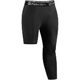 Niksa 1/2 Pack Men's Compression Pants 3/4 One Leg Compression Tights Men | Basketball Leg Sleeve Athletic Base Layer Leggings
