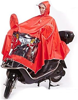 Biscount Bike Waterproof Rain Coat Cycle Windproof Raincoat Bicycle Cape Cycling Poncho Two Face Masks & Reflective Stripe-Red