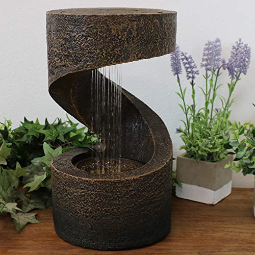 Sunnydaze Winding Showers Tabletop Water Fountain with LED Light, Indoor Contemporary Waterfall Feature, 13-Inch Tall