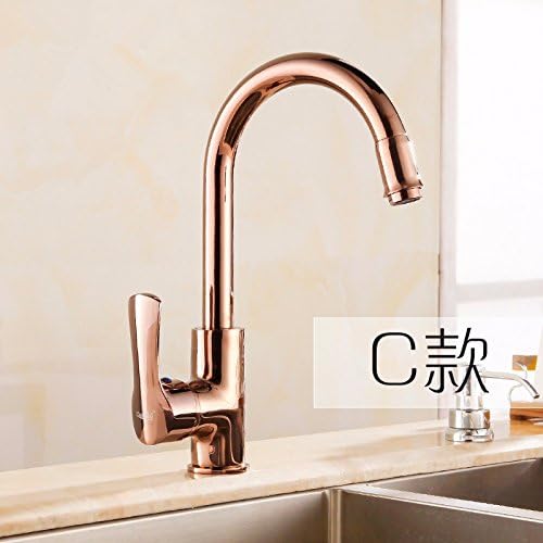 RY-European gold kitchen faucet vegetable bowl faucet copper hot and cold single hole rose gold sink faucet, C models