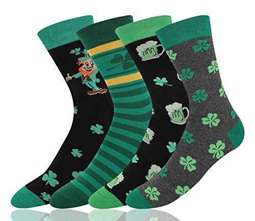 image for Happypop Novelty Funny Crazy Clover Lucky Crew Socks Colorful Fun Cool