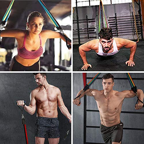 Molbory Bandas de Resistencia 11 Piezas,Juego de Bandas de Resistencia para Fitness,Bandas Ejercicio,Set de Bandas de Resistencia,Bandas Elásticas Fitness para Ejercicios Musculares, Yoga