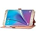 Note 5 Case, Galaxy Note 5 Case, ArtMine Quilted Plain Color View Window Function PU Leather Flip Folio Book Style Protective Skin Stand Phone Case Kickstand Feature for Samsung Galaxy Note 5(Golden)
