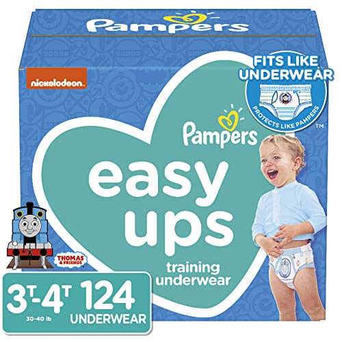 Pampers Easy Ups Pull On Disposable Potty Training Underwear for Boys, Size 5, 3T-4T (124 Count), ONE MONTH SUPPLY